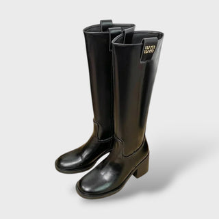 Botas Largas de Cuero con Plataforma Estilo Knight