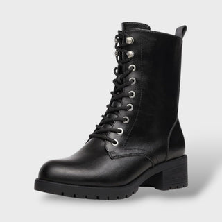 Botas de Combate con Cremallera y Tacón Bajo