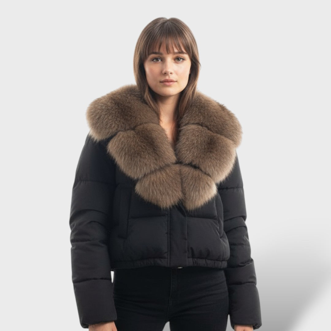 Chaqueta de Invierno Mujer con Cuello de Piel