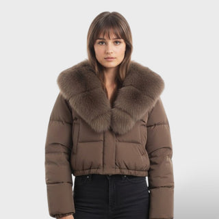 Chaqueta de Invierno Mujer con Cuello de Piel