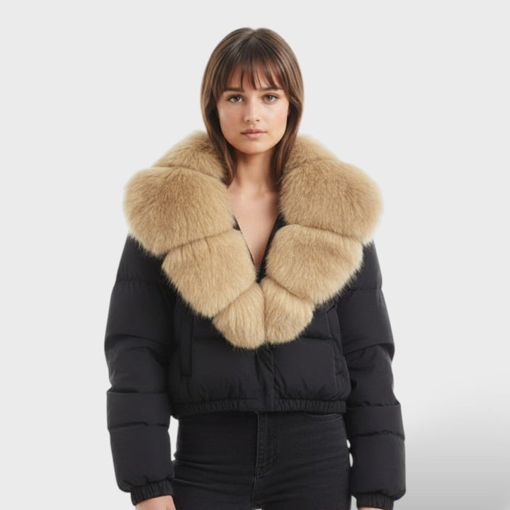 Chaqueta de Invierno Mujer con Cuello de Piel