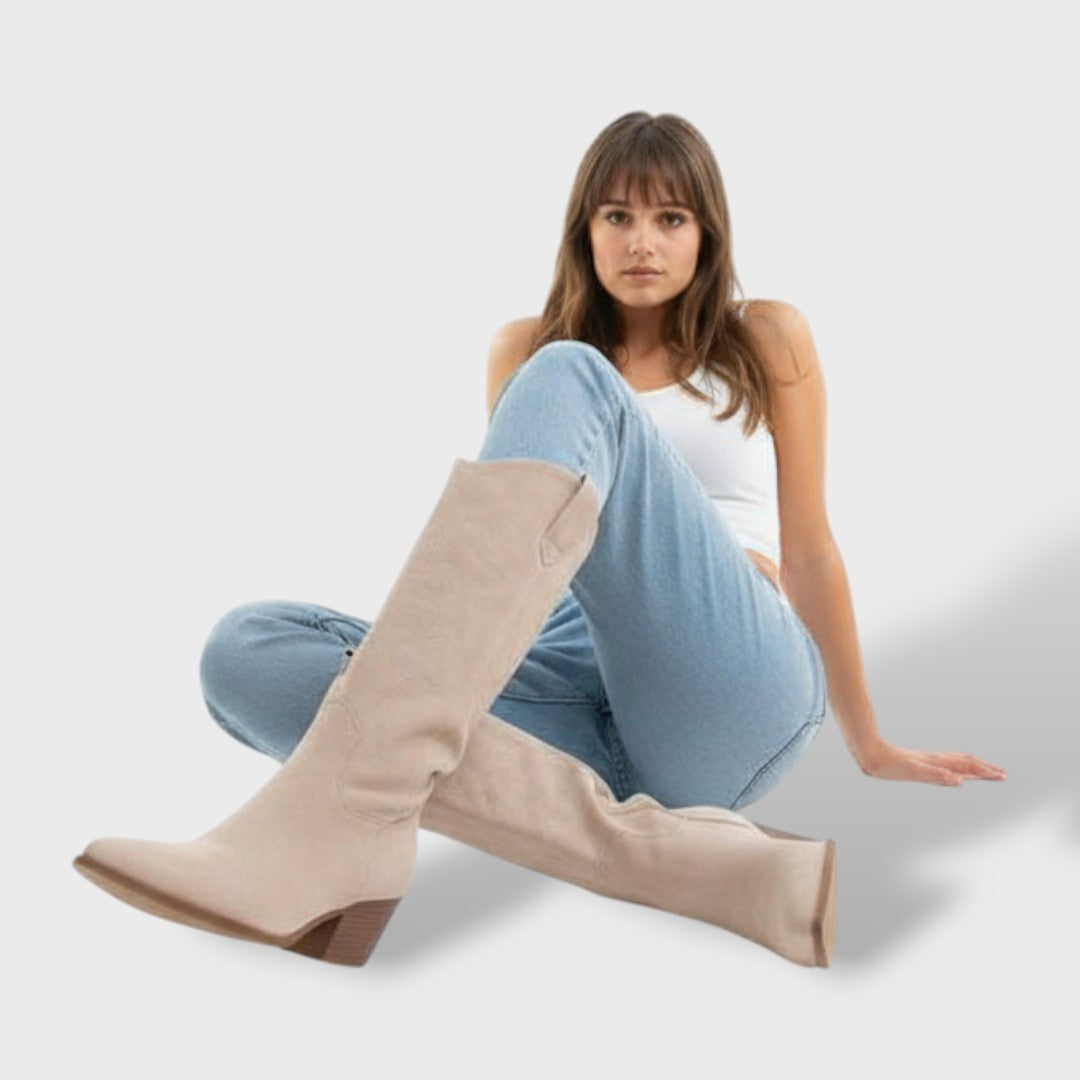 Botas Cowboy Mujer Media Caña Tacón Ancho Bordadas