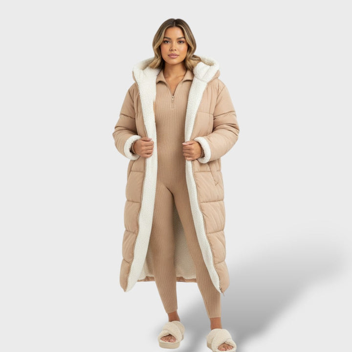 Abrigo reversible negro mujer invierno