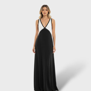 Vestido Maxi Contraste Elegante Mujer