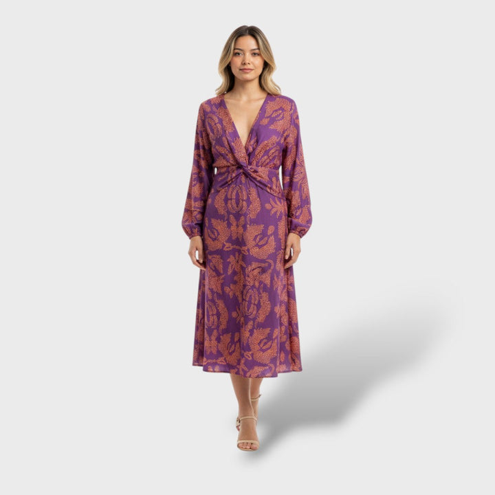 Vestido maxi boho envolvente elegante