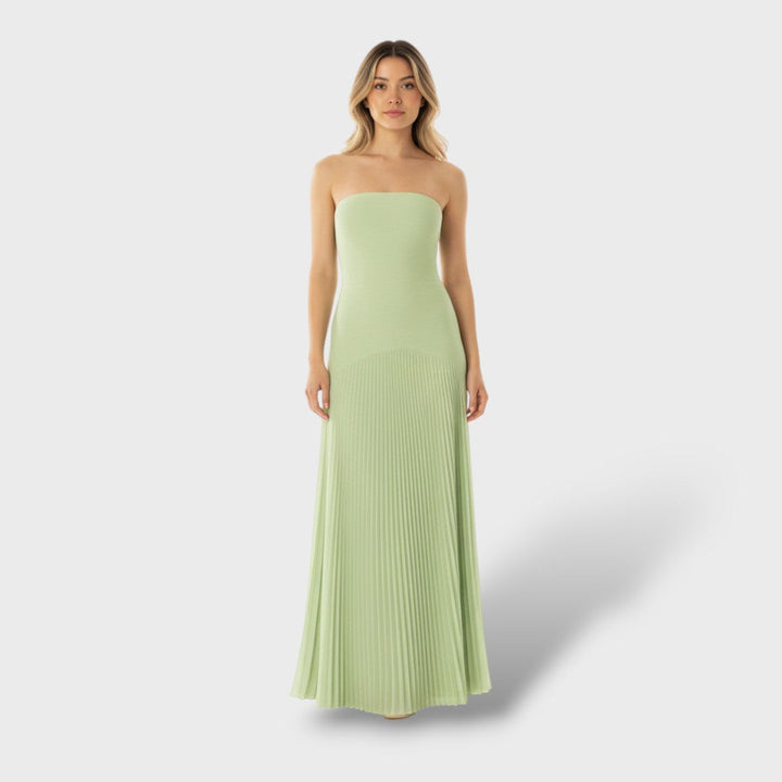 Vestido maxi elegante sin mangas con cintura caída