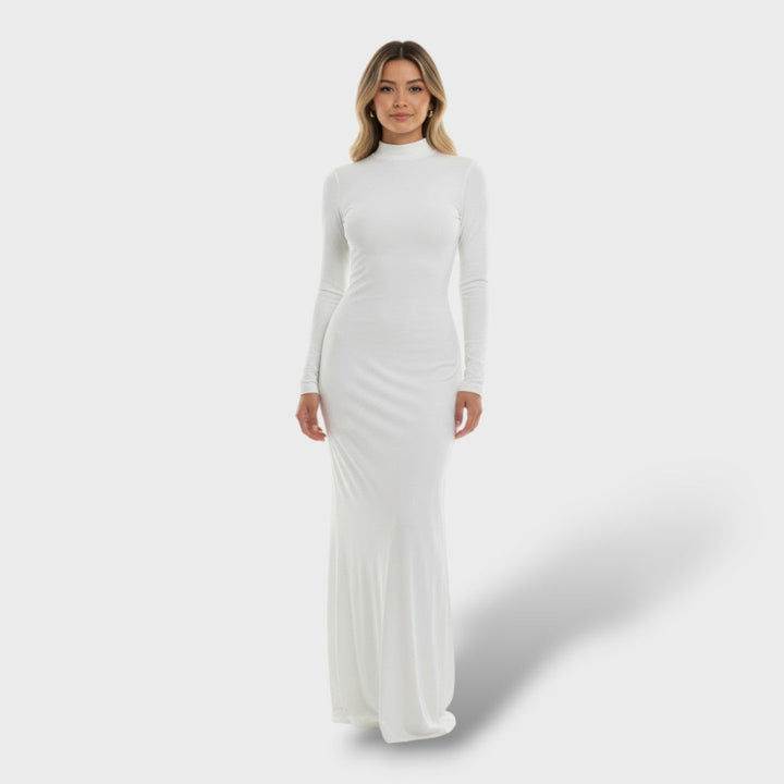 Vestido maxi de cuello alto mujer
