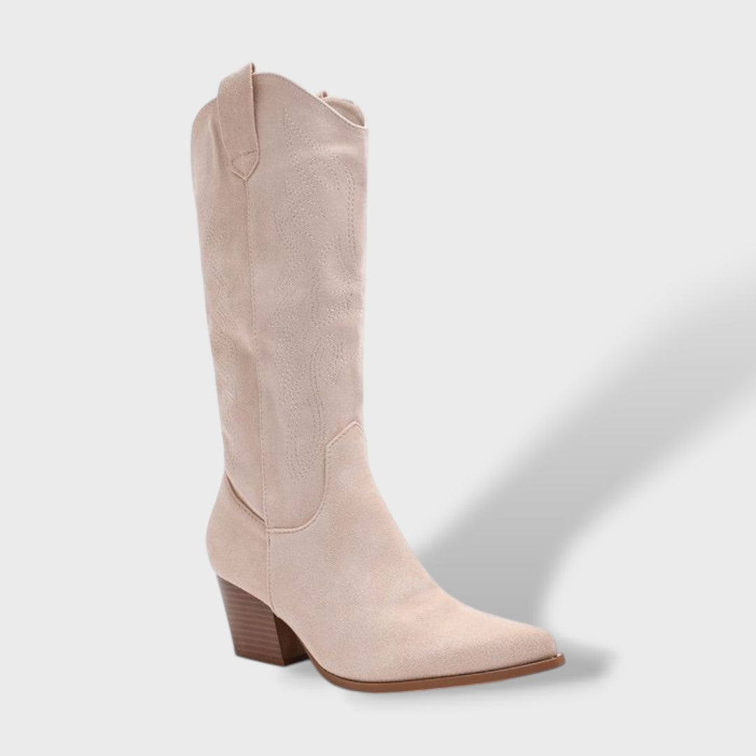 Botas Cowboy Mujer Media Caña Tacón Ancho Bordadas